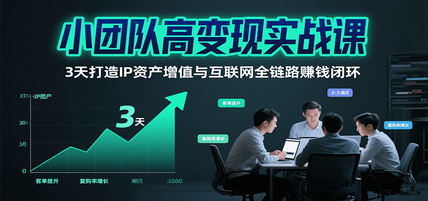 小团队高变现实战课，3天打造IP资产增值与互联网全链路赚钱闭环(第二期)-创富院