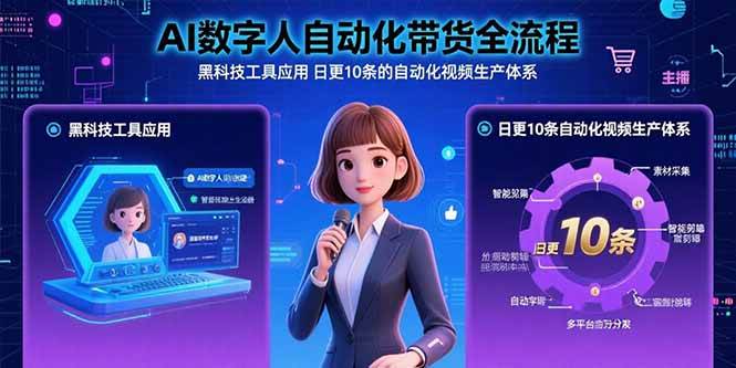 （15699期）AI数字人自动化带货全流程：黑科技工具应用 日更10条的自动化视频生产体系-创富院