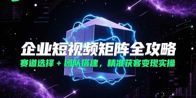 （15242期）企业短视频矩阵全攻略，赛道选择+团队搭建，精准获客变现实操-创富院