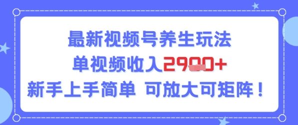 视频号养生玩法，单视频收入2.9k，新手上手简单-创富院
