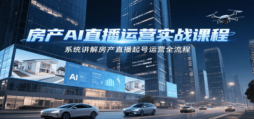 房产AI直播运营实战课程，系统讲解房产直播起号运营全流程-创富院