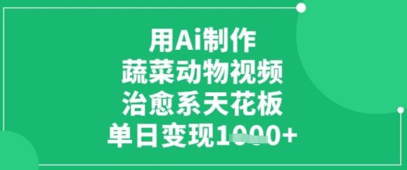 用ai制作蔬菜动物视频，治愈天花板，单日变现多张-创富院