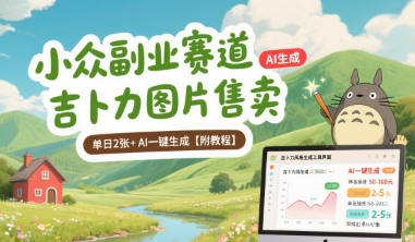 小众副业赛道 吉卜力图片售卖 单日2张+ AI一键生成【附教程】-创富院