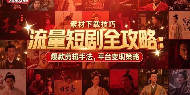 （15431期）流量短剧全攻略：素材下载技巧，爆款剪辑手法，平台变现策略-创富院